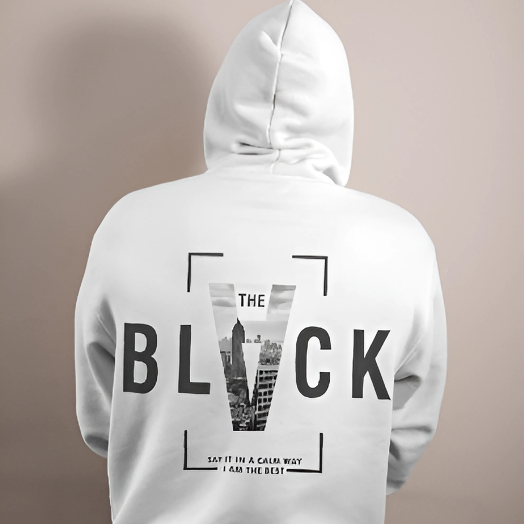 The Black white hoodie from Nitorious Atelier featuring a minimalist yet bold design. Made from soft, premium cotton fleece, this hoodie provides a comfortable and sleek look, perfect for a casual yet edgy style.