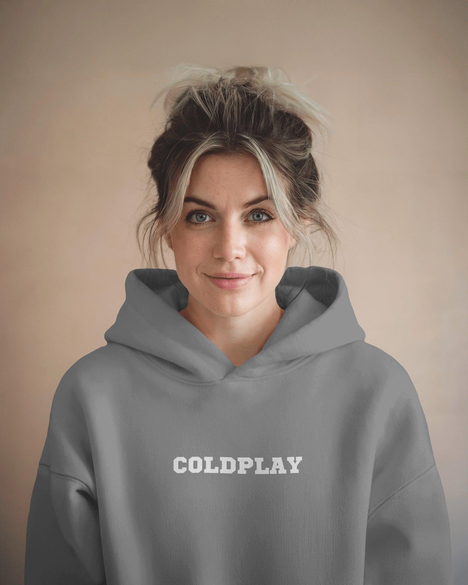 Grey hoodie from Nitorious Atelier featuring a Coldplay-inspired design. Crafted from 100% premium cotton fleece, this hoodie combines cosy warmth, durability, and timeless style for every music enthusiast