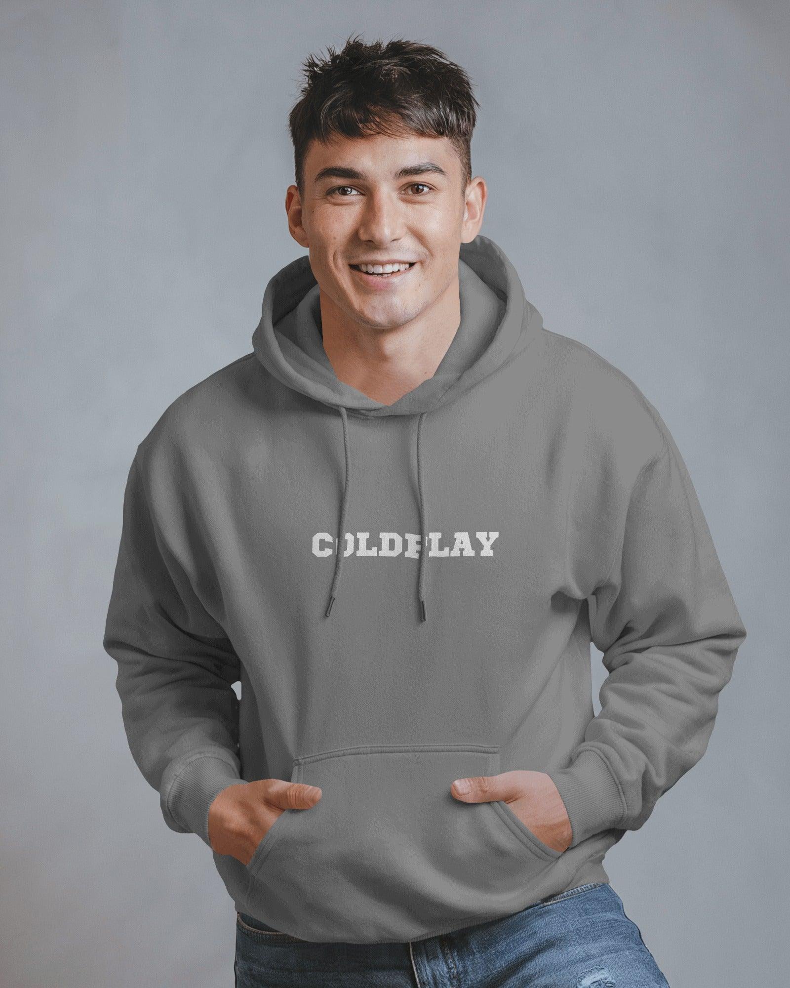 Grey hoodie from Nitorious Atelier featuring a Coldplay-inspired design. Crafted from 100% premium cotton fleece, this hoodie combines cosy warmth, durability, and timeless style for every music enthusiast
