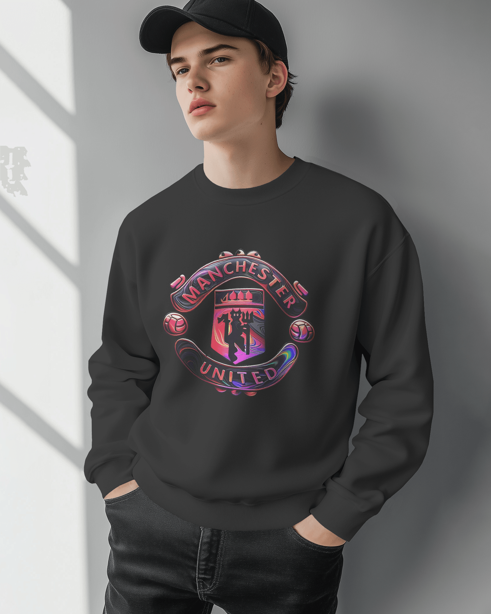 Manchester United Black Luxe Sweatshirt.
