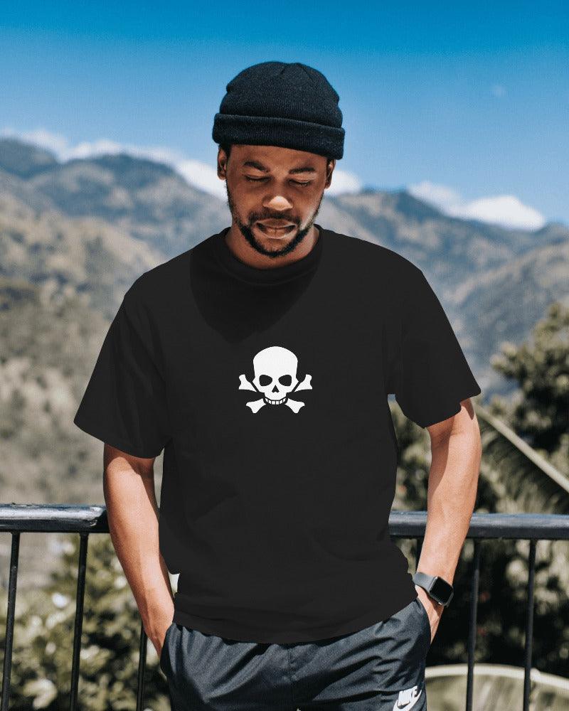 An oversized, All my friends are toxic Printed Black tee from Nitorious Atelier, offering comfort and style in equal measure.