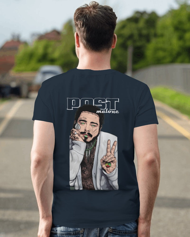 Post Malone Blue T-Shirt from Nitorious Atelier. Featuring a vibrant graphic of Post Malone, this t-shirt is made from premium cotton for a soft, durable, and comfortable fit. Perfect for fans and casual wear alike.