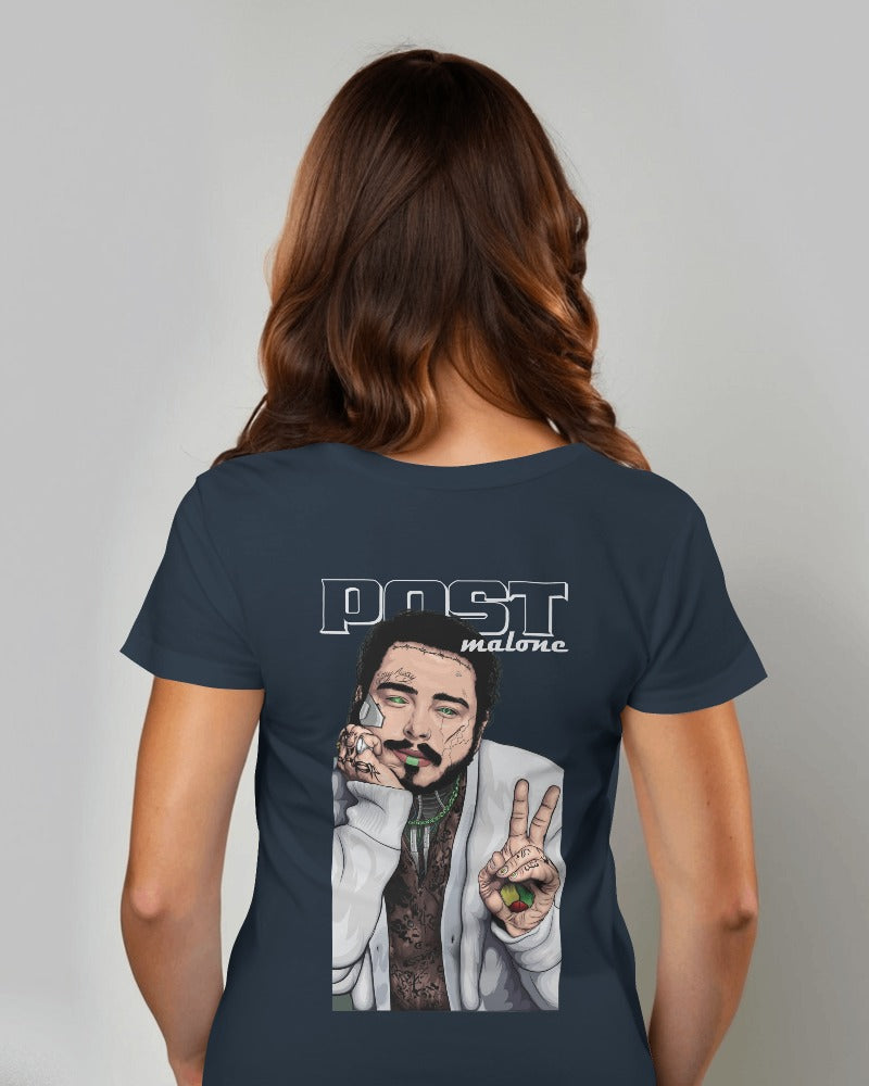 Post Malone Blue T-Shirt from Nitorious Atelier. Featuring a vibrant graphic of Post Malone, this t-shirt is made from premium cotton for a soft, durable, and comfortable fit. Perfect for fans and casual wear alike.