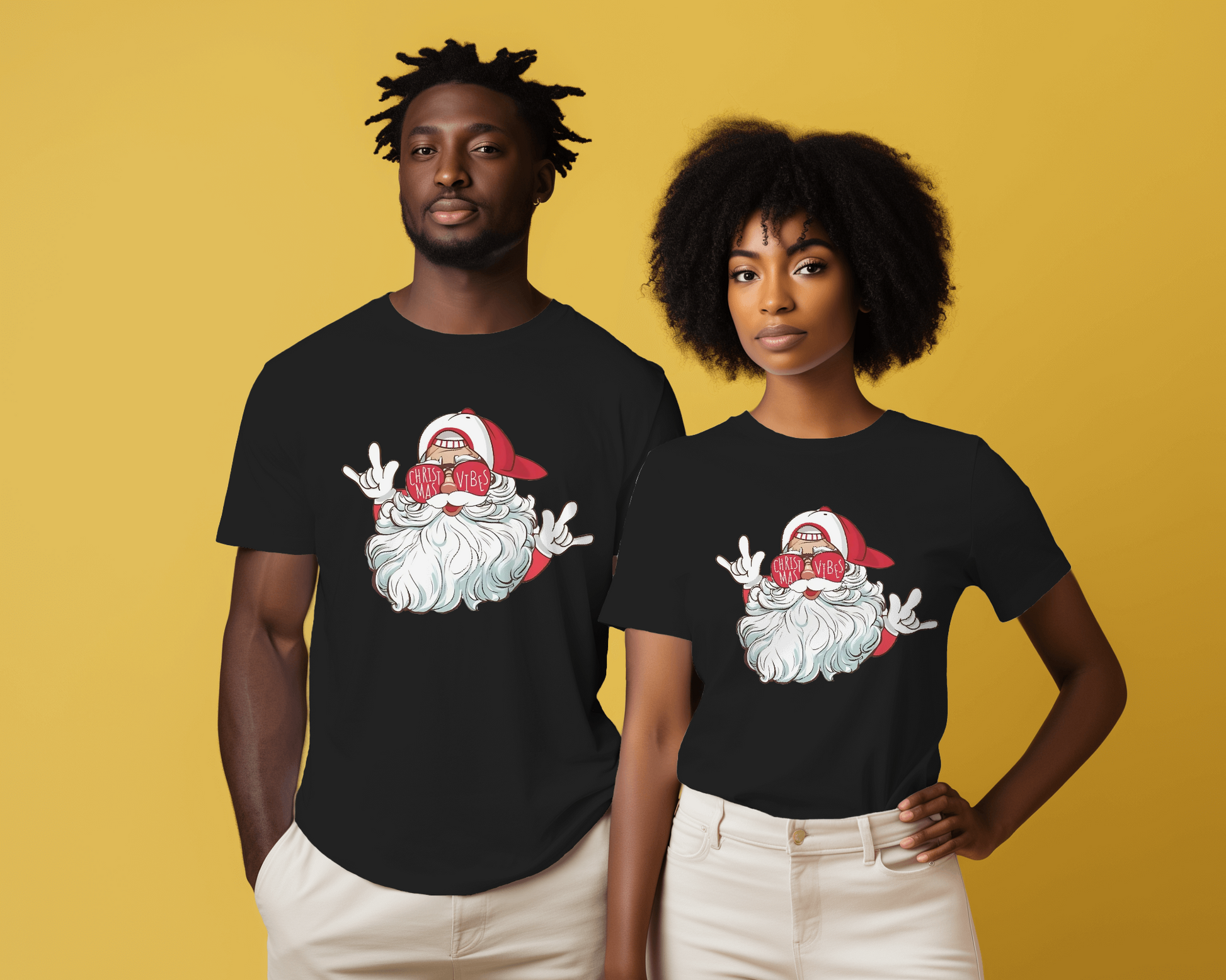 Black regular fit t-shirt from Nitorious Atelier featuring a festive Santa Claus print. Made from premium cotton, this t-shirt offers comfort and a joyful holiday vibe, perfect for the Christmas season.