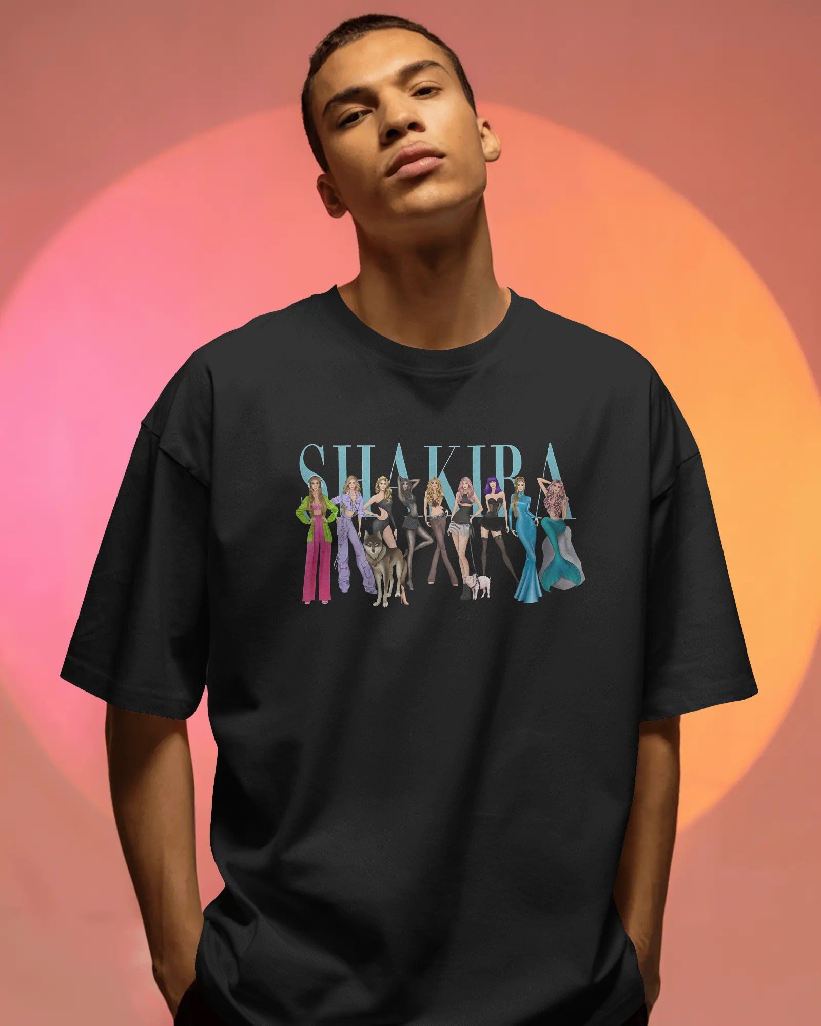 Shakira Icon Eras Oversized Black T-Shirt