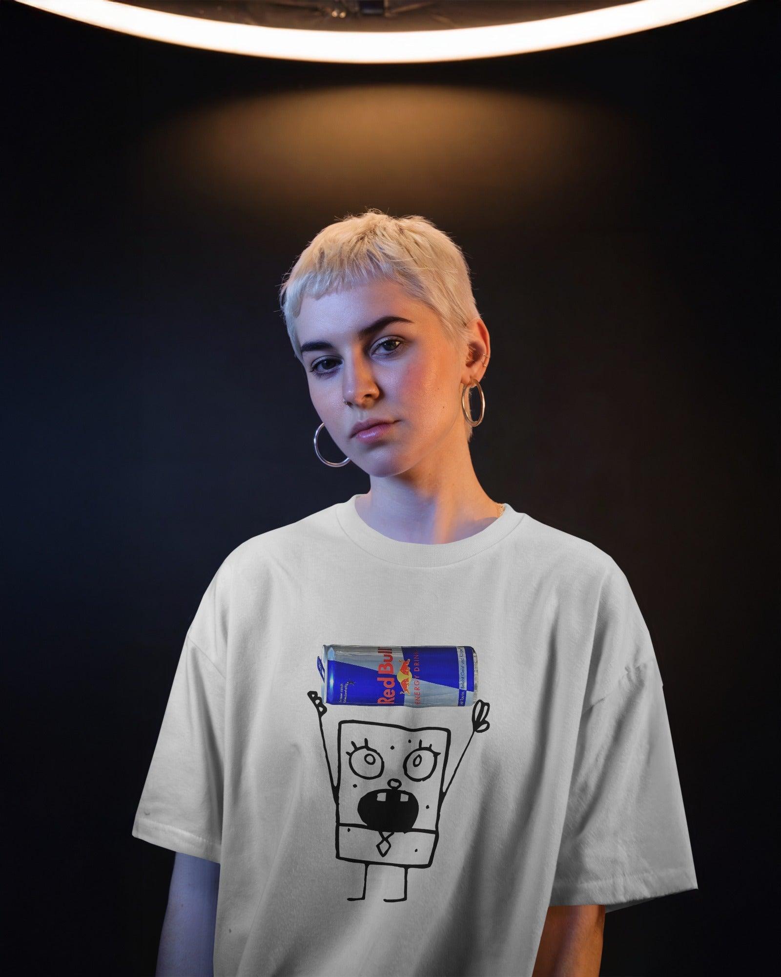 SpongeBob’s ready for a Red Bull! This oversized 18+ tee is for those who take their energy (and their style) to the next level