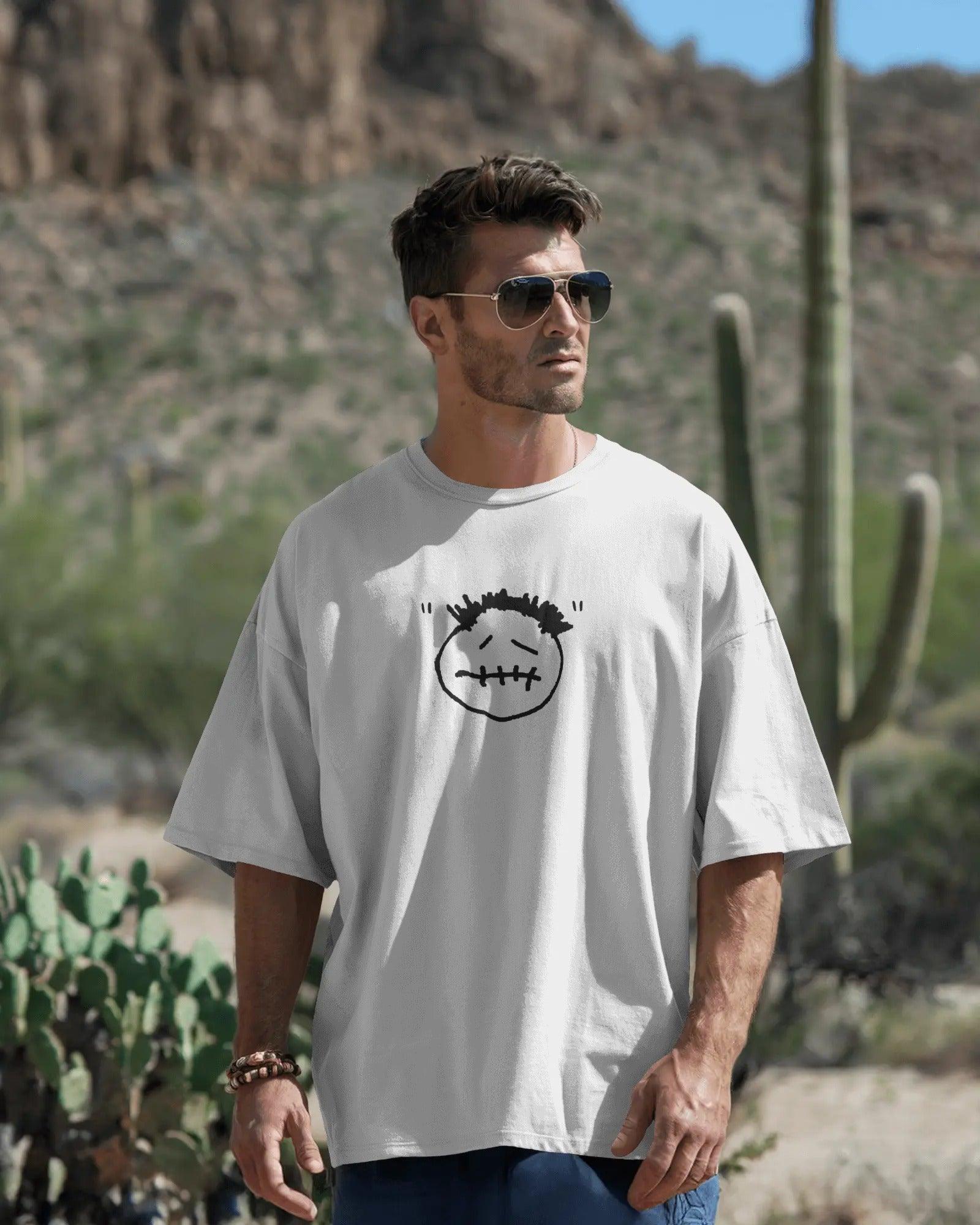 "White oversized t-shirt featuring 'Look Mom I Can Fly' Travis Scott-inspired print. Made from premium  cotton, designed for a bold streetwear look.