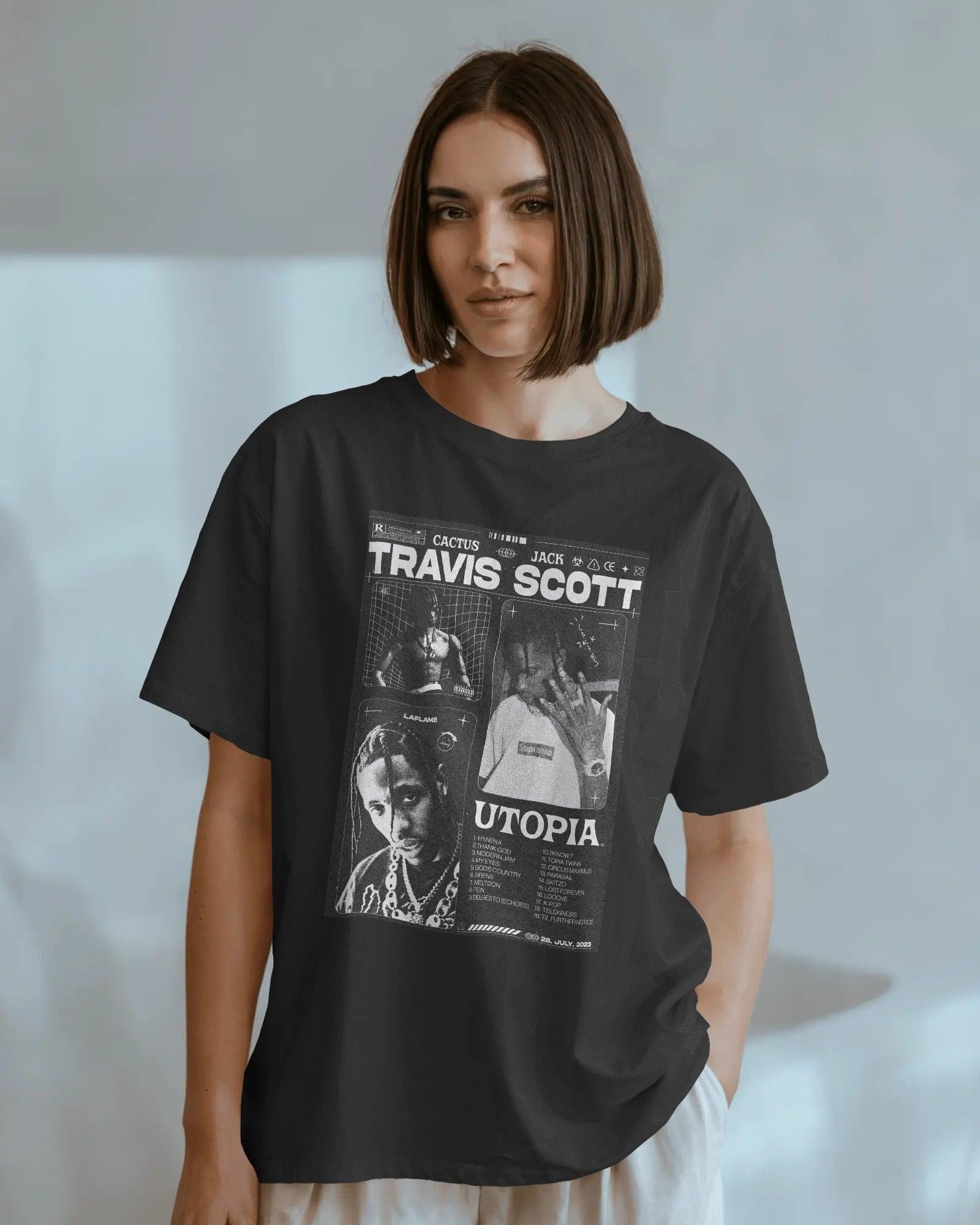 Travis Scott - Utopia Oversized Black Tshirt