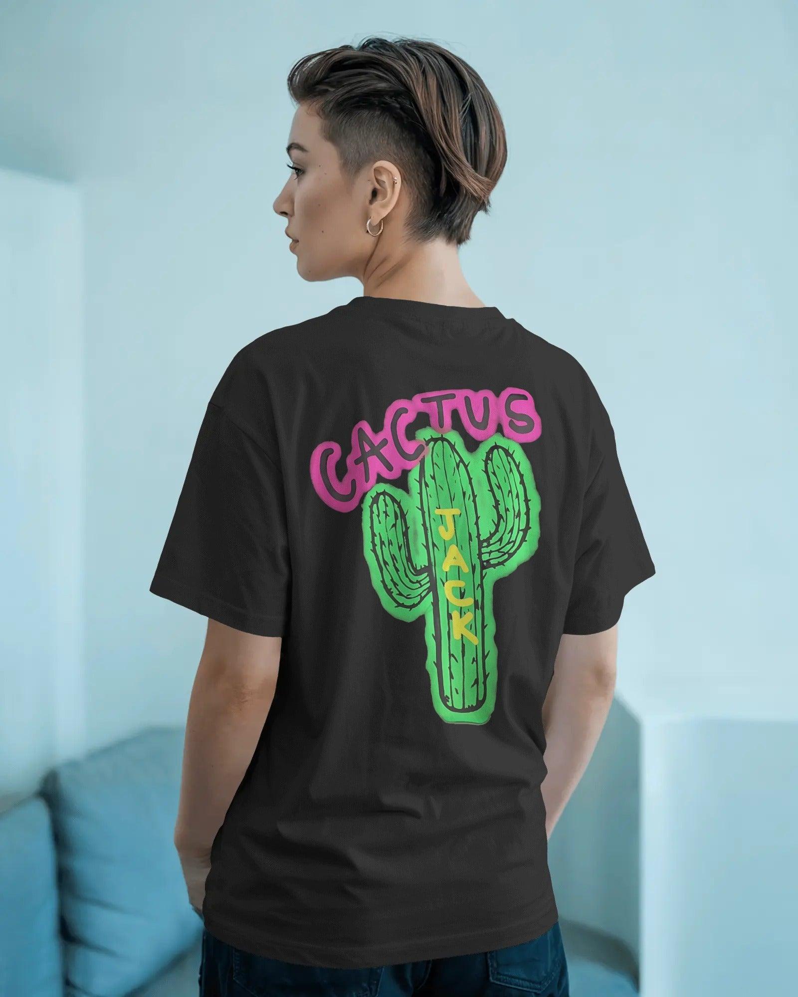 Black Cactus Jack t-shirt from Nitorious Atelier featuring Travis Scott-inspired graphic. Made from premium 220 GSM cotton with an oversized fit for a bold streetwear look