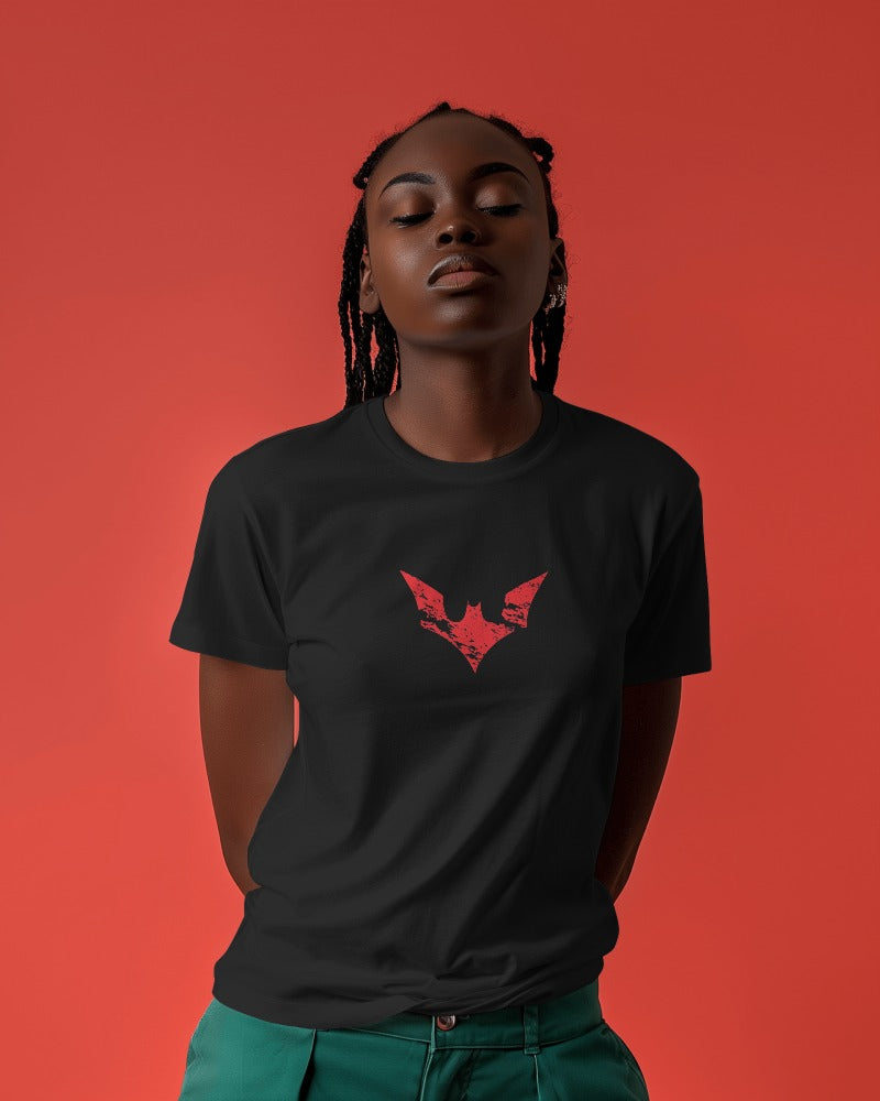 Black oversized Batman t-shirt from Nitorious Atelier featuring a bold Batman logo. Made from premium cotton, this t-shirt combines comfort and style for a standout look.