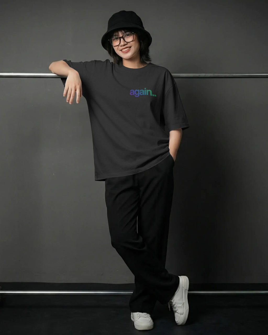 Person wearing a black t-shirt with text, standing against a dark background. Fred Again India concert Tshirt  by Nitorious Atelier
