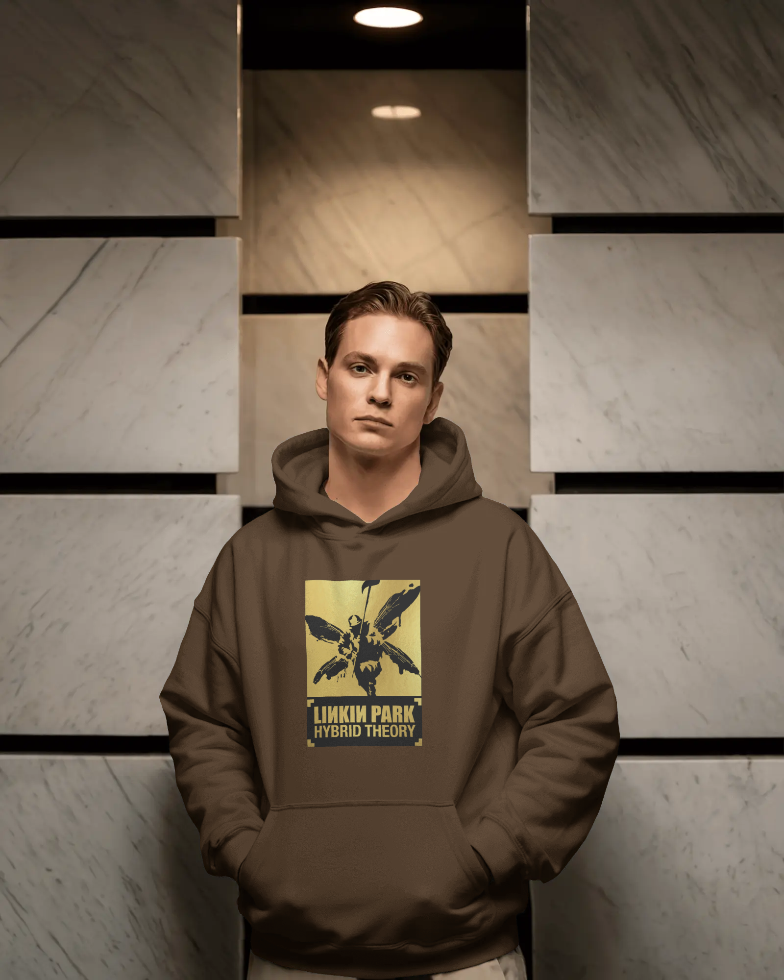 Linkin Park Hybrid Theory Brown Luxe Hoodie from Nitorious Atelier 