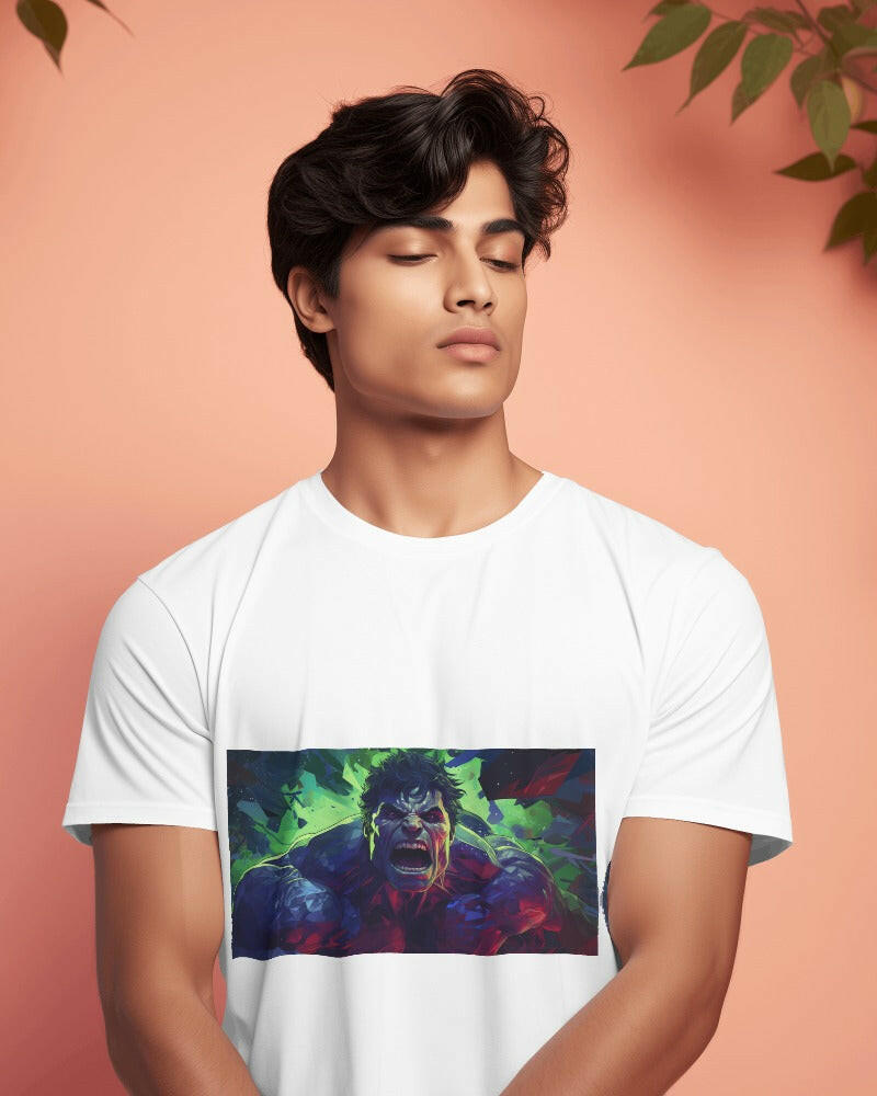 Nitorious Atelier's regular fit tee, featuring Deadpool vs Hulk print, combines comfort and style effortlessly