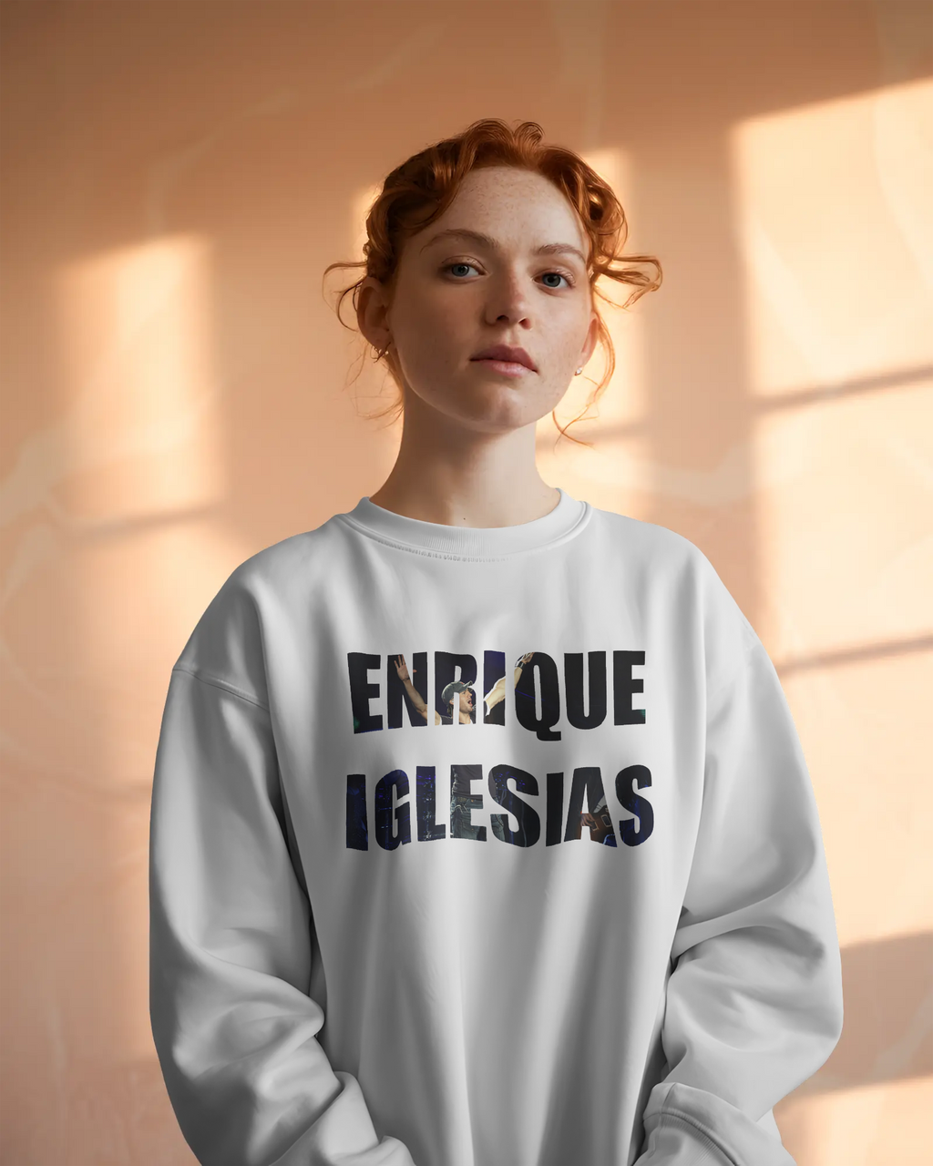 Enrique Iglesias Concert Luxe White Sweatshirt – premium cotton tour merch, oversized streetwear sweatshirt for music lovers