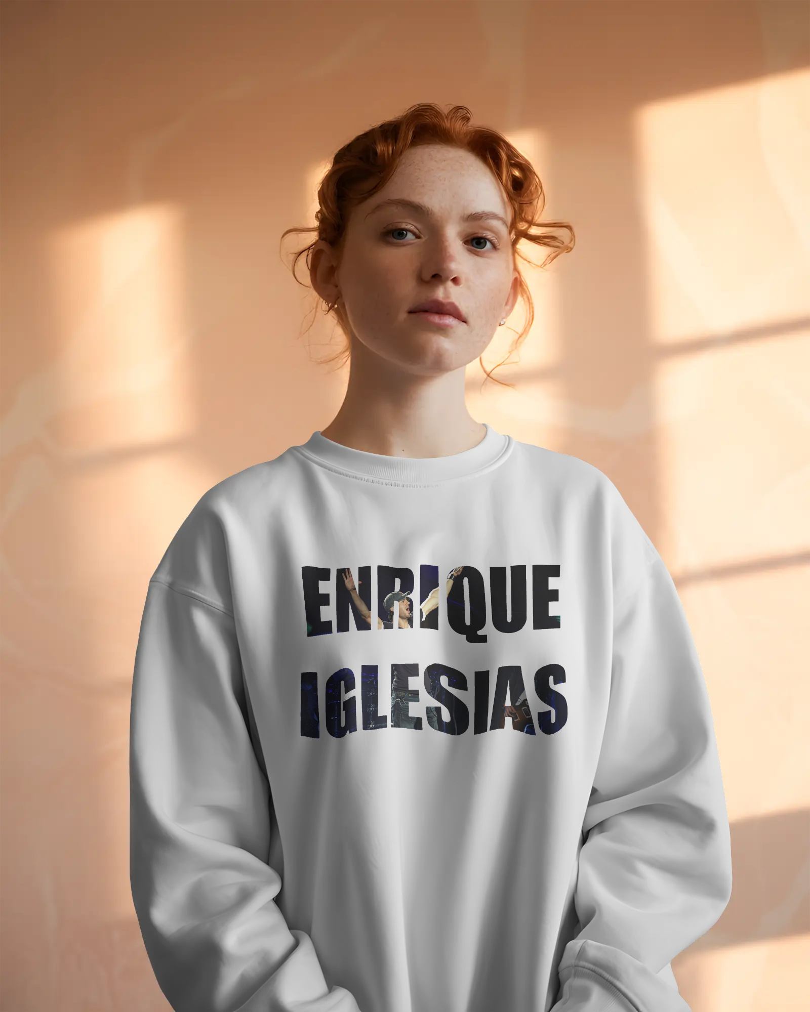 Enrique Iglesias Concert Luxe White Sweatshirt – premium cotton tour merch, oversized streetwear sweatshirt for music lovers