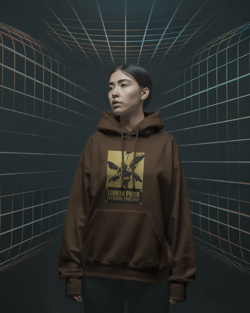 Linkin Park Hybrid Theory Brown Luxe Hoodie from Nitorious Atelier 