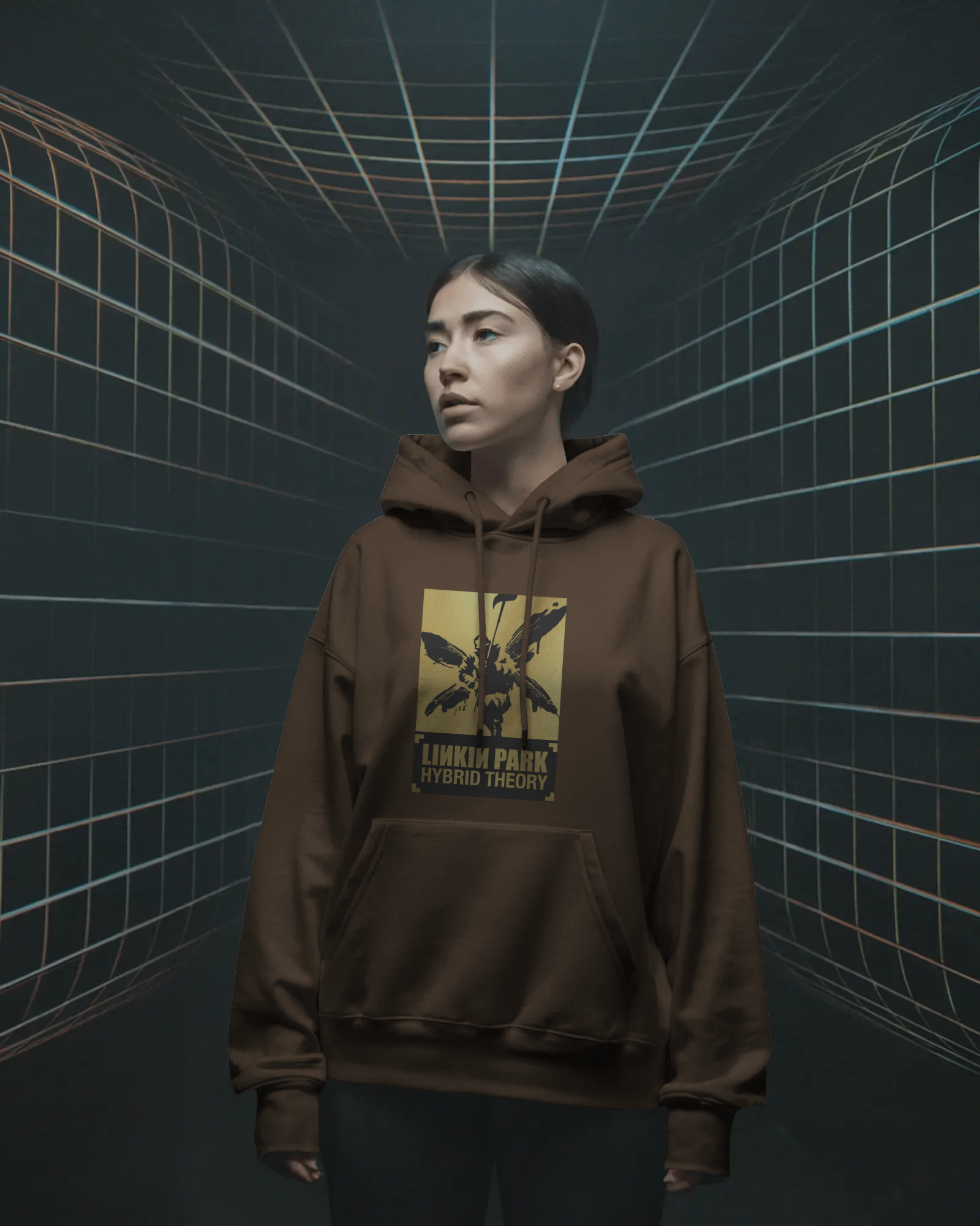 Linkin Park Hybrid Theory Brown Luxe Hoodie from Nitorious Atelier 