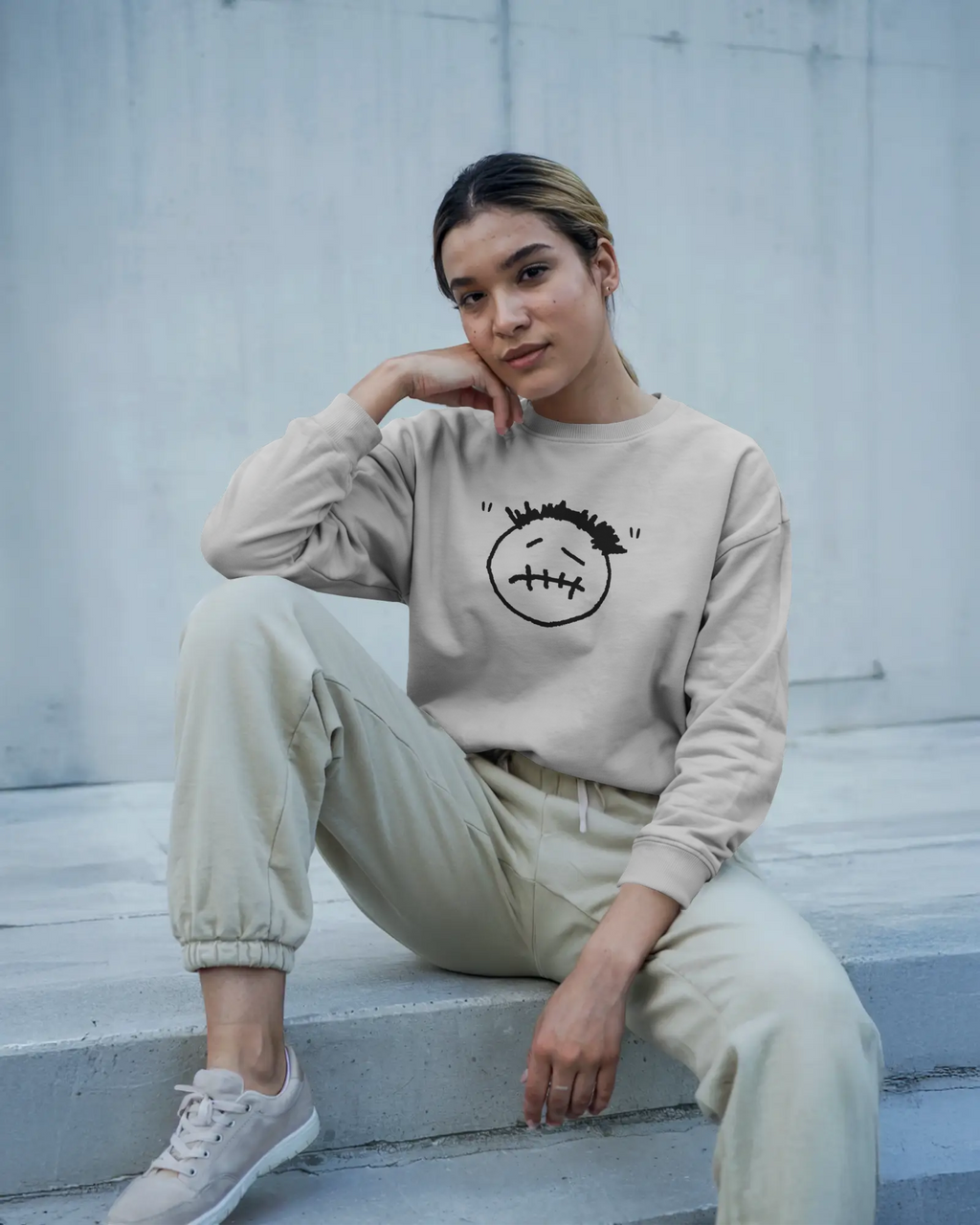 Travis Scott Look Mom I Can Fly Luxe White Sweatshirt from Circus Maximus Stadium Tour – premium cotton concert merch, oversized streetwear style.